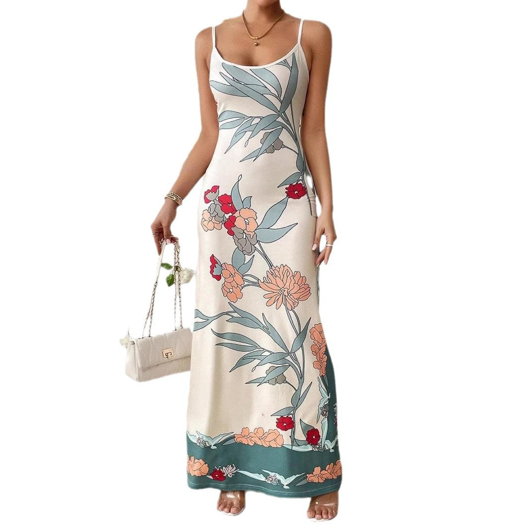 Dam Maxiklänning Blommig Kroppsnära Polyester-6