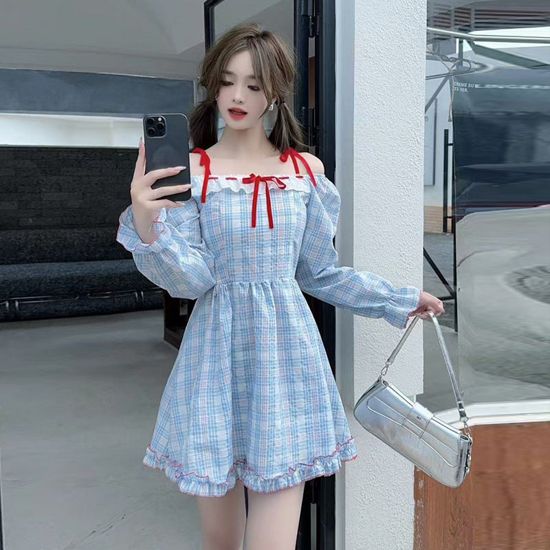 Dam Klänning Camisole Off-Shoulder Spetsdetaljer Mjuk Tyg-3