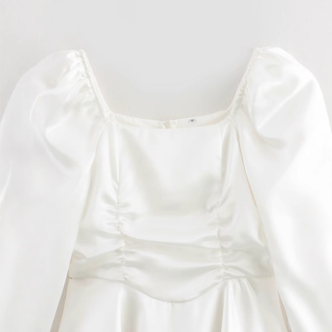 Kvinnors Midi Klänning Fyrkantig Halsringning A-linjeformad Polyester-2