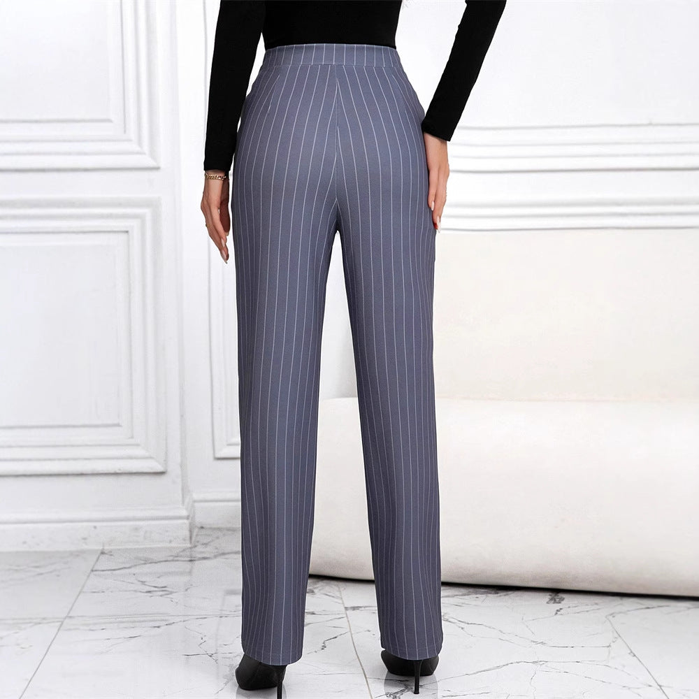 Dam Hög Midja Byxor Med Stripes Andningsbara Tyger 4