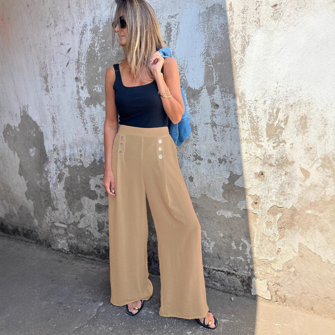 Snygga Byxor Dam Långa Vid Spandex Pendelstil-4