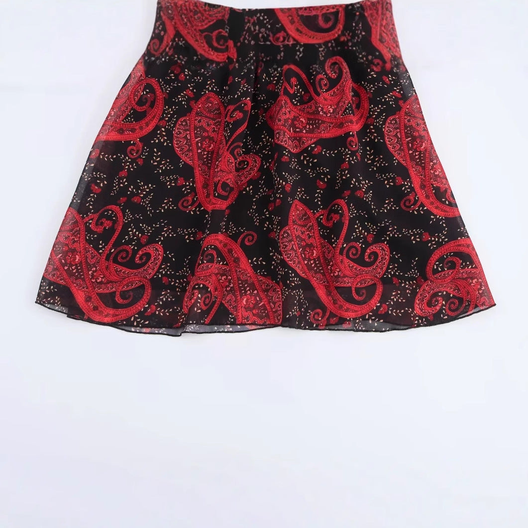 Kvinnors Chiffongklänning Paisley Rüsch Detaljer Mjuk och Andningsbar-4