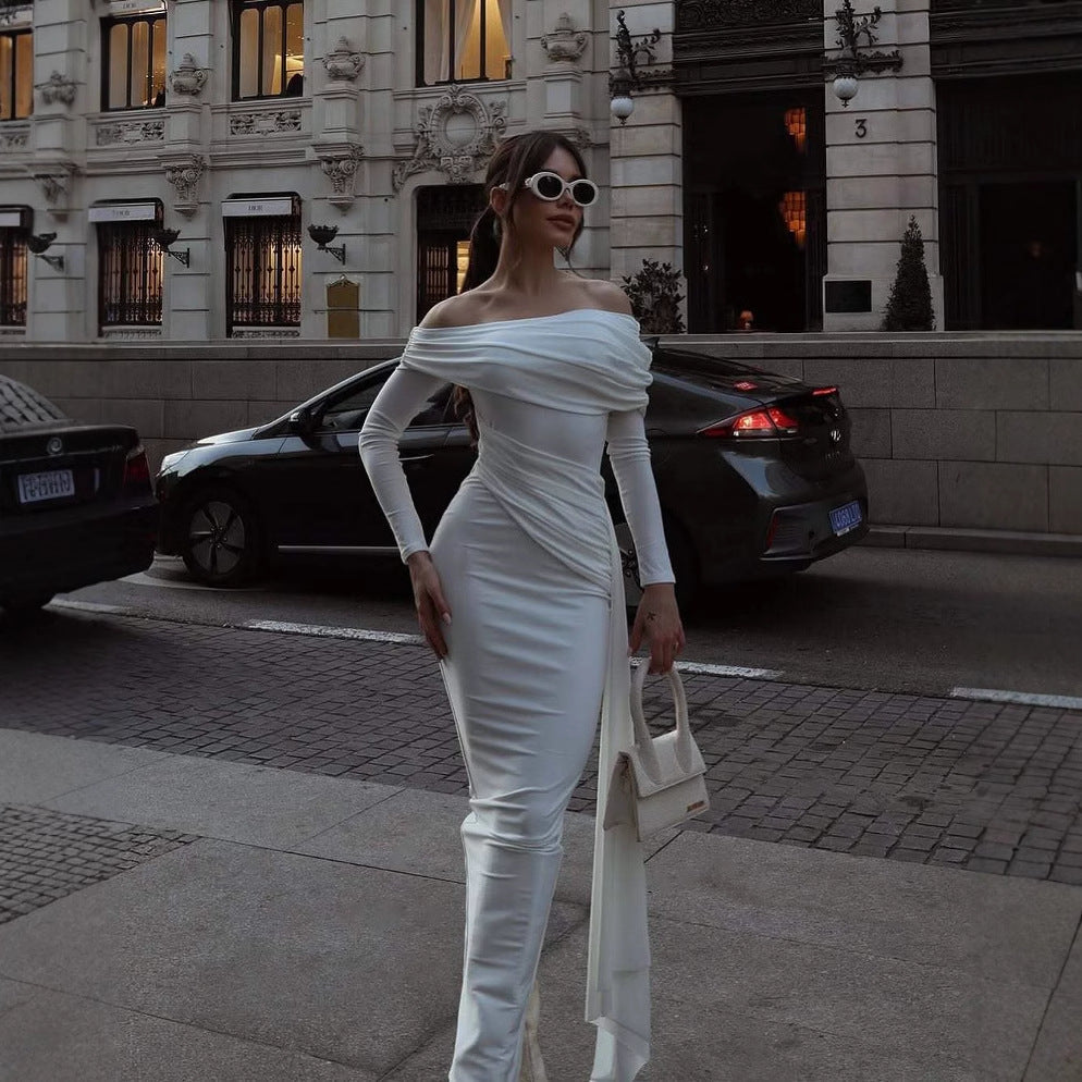 Kvinnors Wrap-Klänning Vattenfallshalsring Tygblandning-3