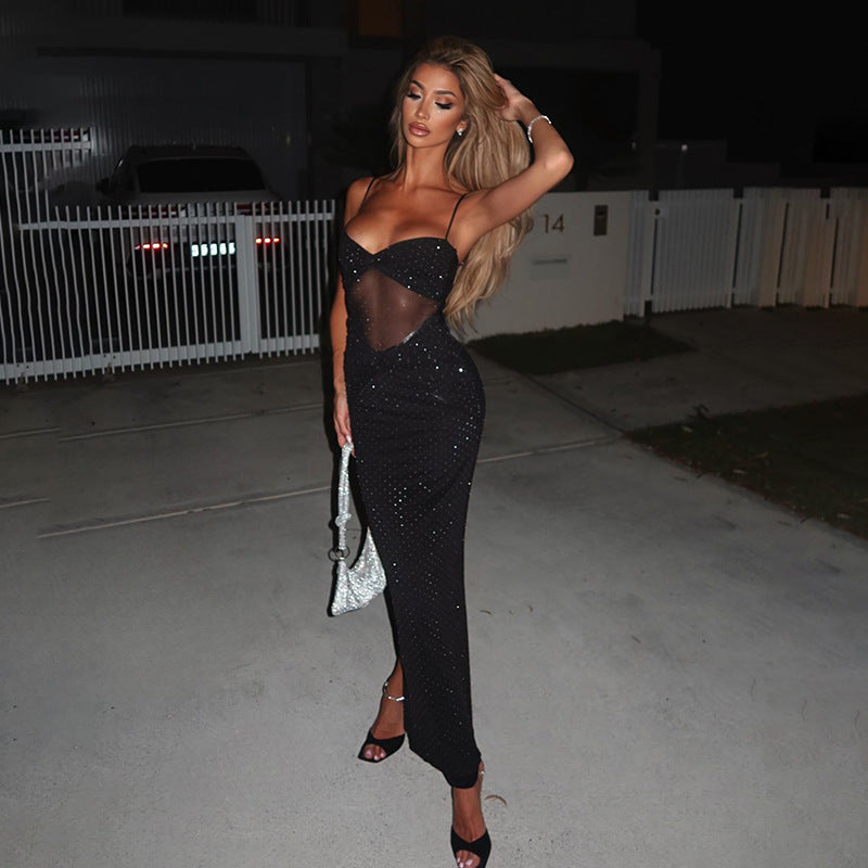 Dam Aftonklänning Lång Figursydd Högkvalitativt Tyg-5