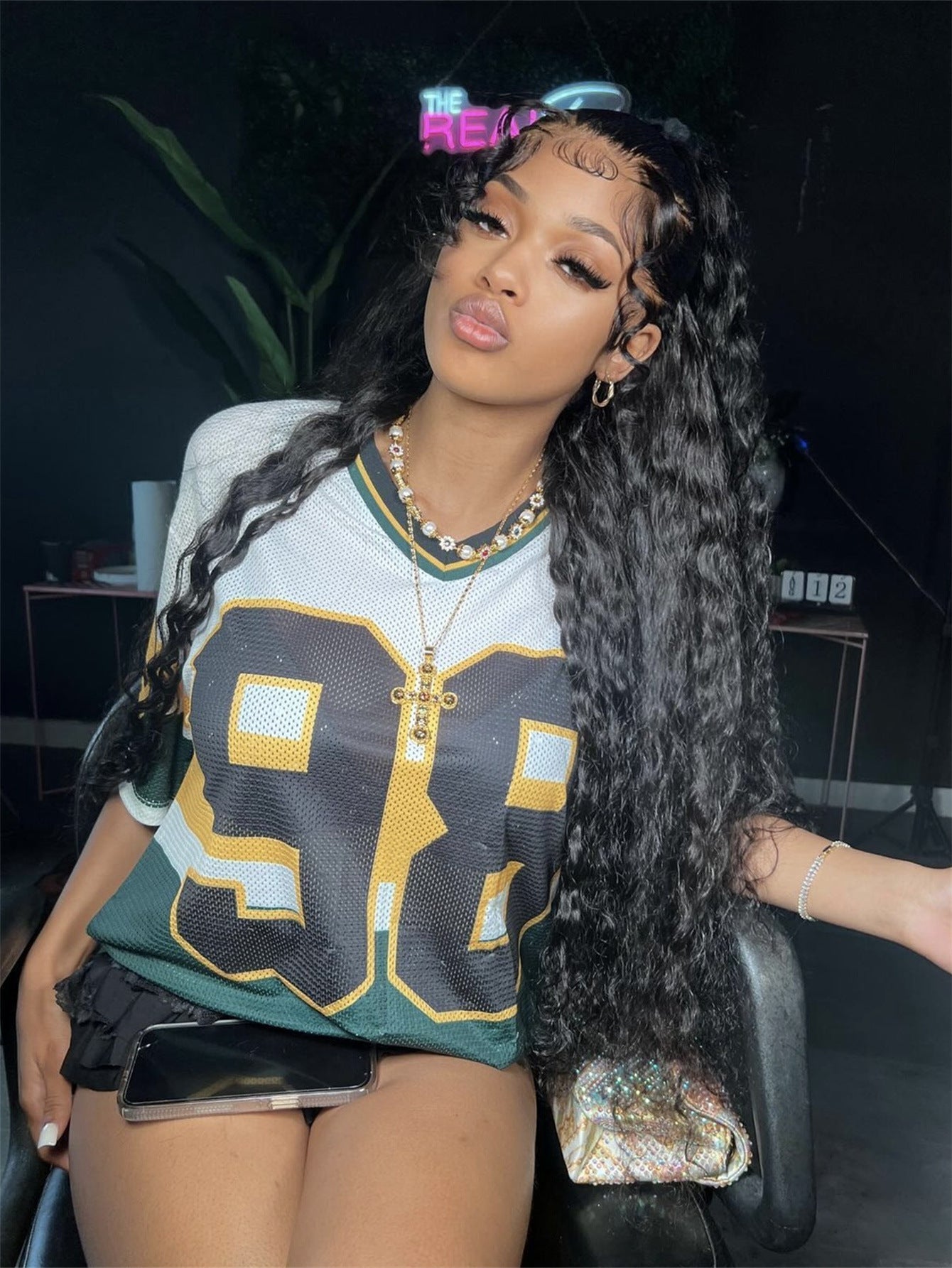 Variant image for Dam T-shirt V-ringning Kort Ärmar Färgblock Polyester-4