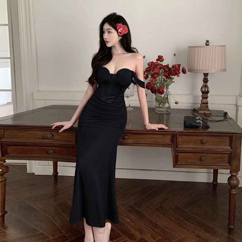 Dam Klänning Lång Kjol Backless Polyester Fina Dam Klänningar-2