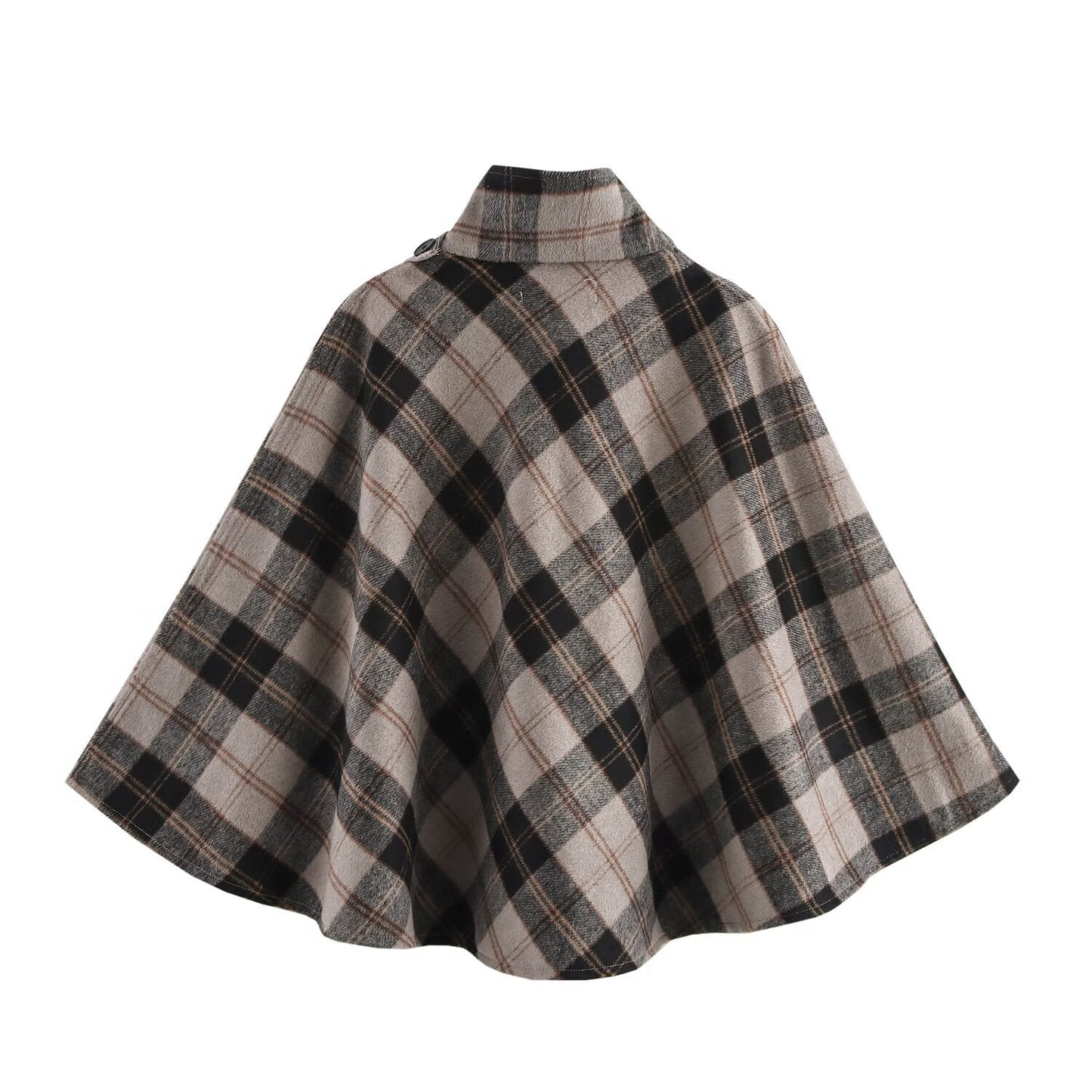 Dam Cape Coat Scarf Randig Lång Ärmlängd Blandat Tyg-3