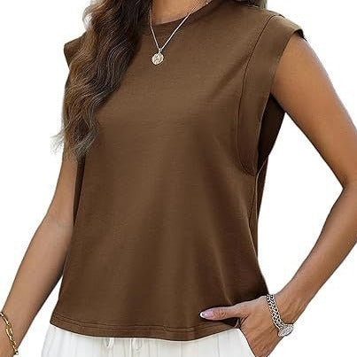 Dam T-shirt Löst Sittande Rundhalsad Polyester-5