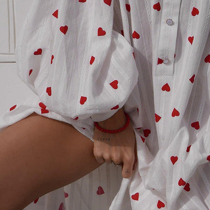 Dam Maxiklänning A-linjeformad Mjuk Bomull med Långa Ärmar och Tryckt Design-5