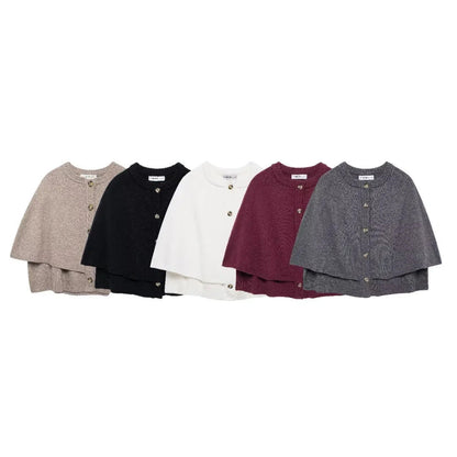 Kvinna Kort Cardigan Mjuk Stickad med Knappdetaljer-4