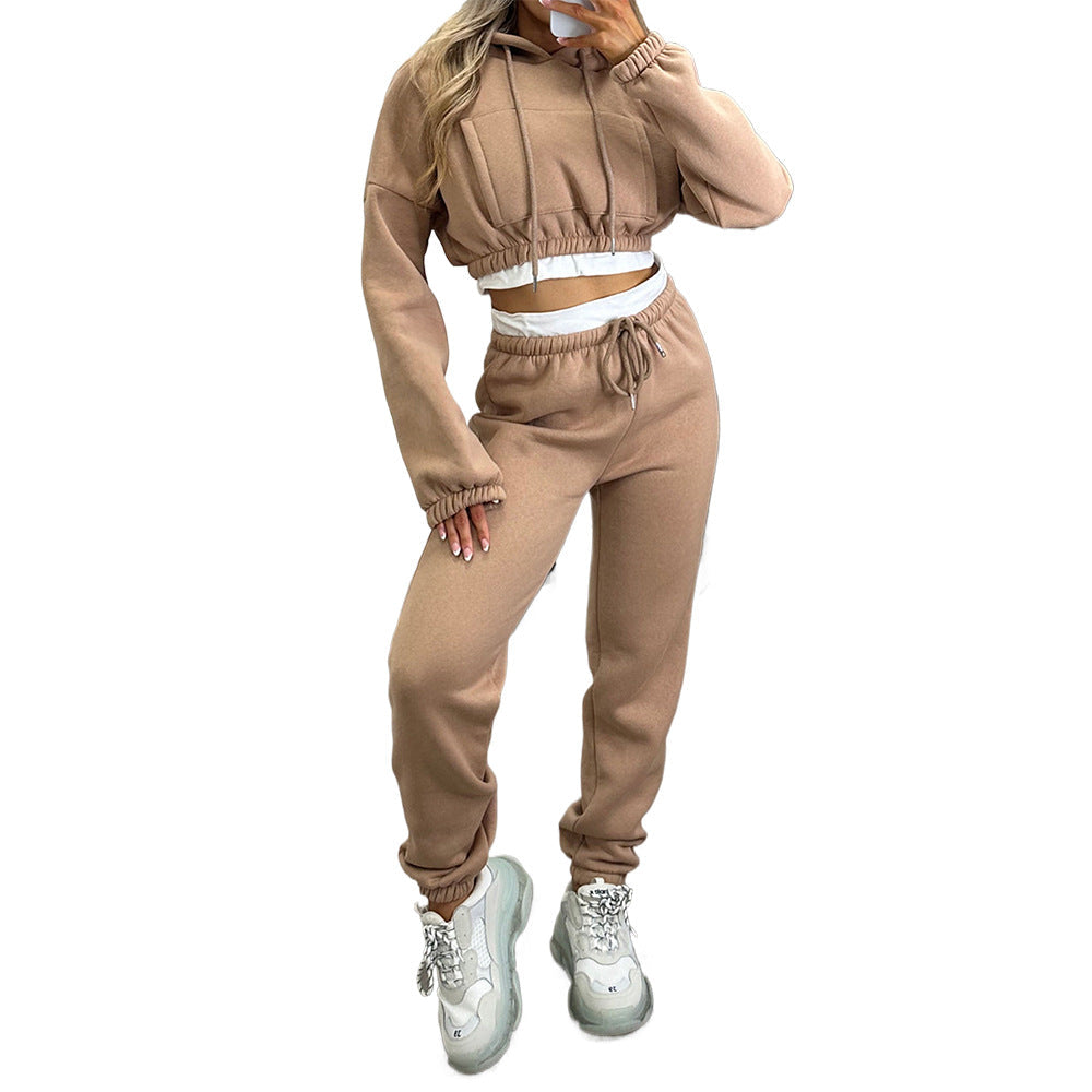Dam Fritidsdräkt Färgblockerad Hoodie Polyester Avslappnad-4
