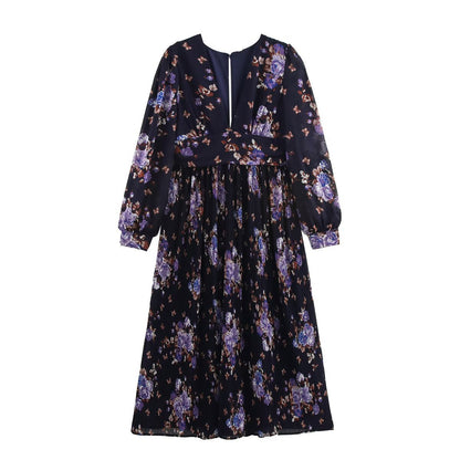 Damklänning A-linje Blommig Lång Polyester 1