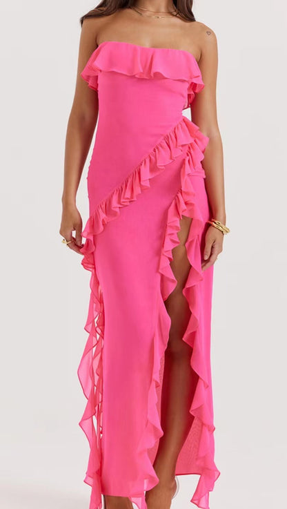 Damklänning Off-Shoulder med Ruffle Detaljer i Polyester-3