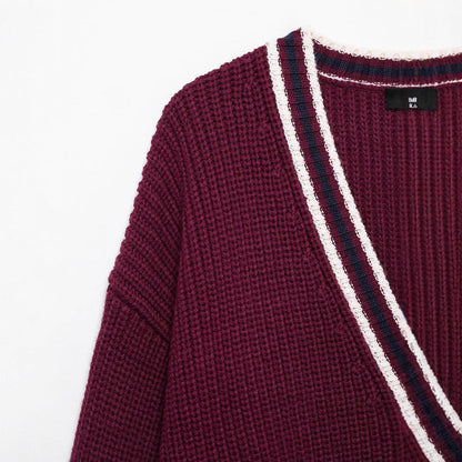 Dam Kofta V-ringad Stickad Mjuk Akryl-3