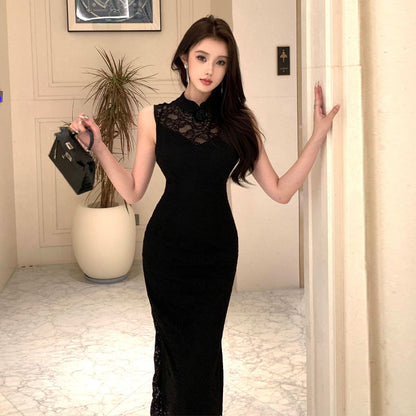 Fina Dam Klänningar Midi med Lappverk och Krage i Polyester-2