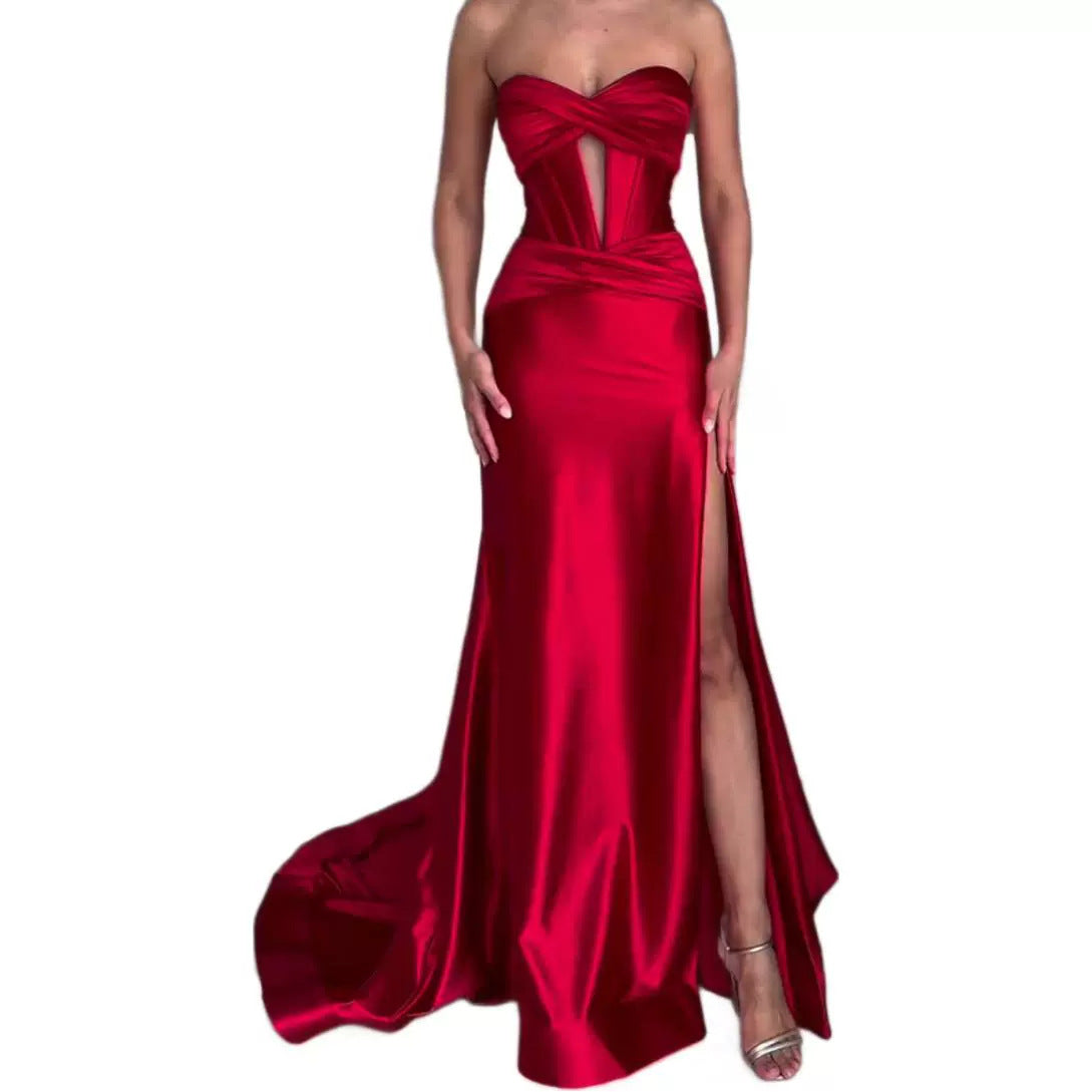 Brudtärna Klänning Lång Kjol Socialit Stil Polyester Spandex-6