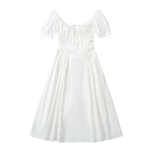 Kvinnors Klänning Puffärmar Rufsad Lätt Tyg 1