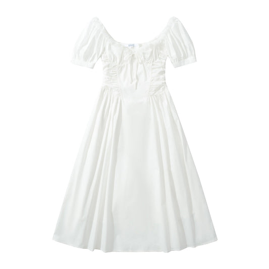 Kvinnors Klänning Puffärmar Rufsad Lätt Tyg 1