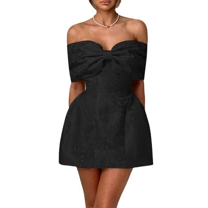 Dam Cocktailklänning Off-Shoulder Blommönster Ruffle Lätt Tyg 6
