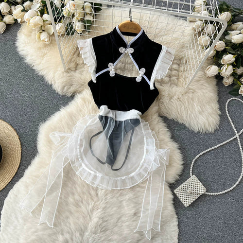 Dam Kombinationsplagg Kinesisk Stil Polyester Hög Midja Måttligt Stretchig 1