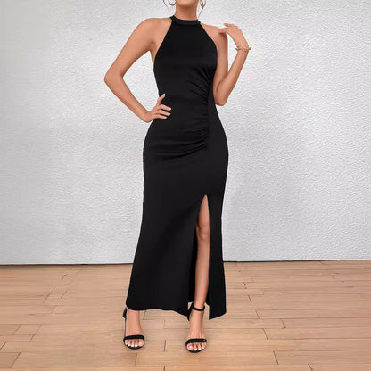 Dam Klänning Delad Fällbara Detaljer Polyester Ärmlös Elegant Passform 5