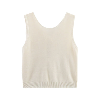 Kvinnors Stickad Topp Elegant Bomull med Fin Struktur 9