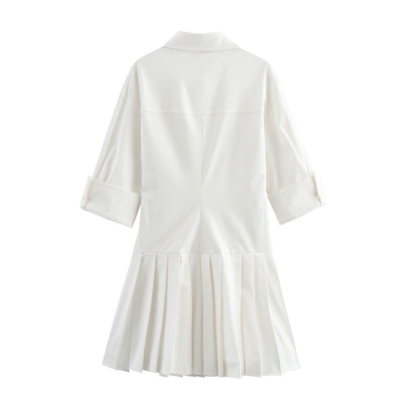 Dam Skjortklänning Midi Ärmlös Polyester A-linjeformad-3