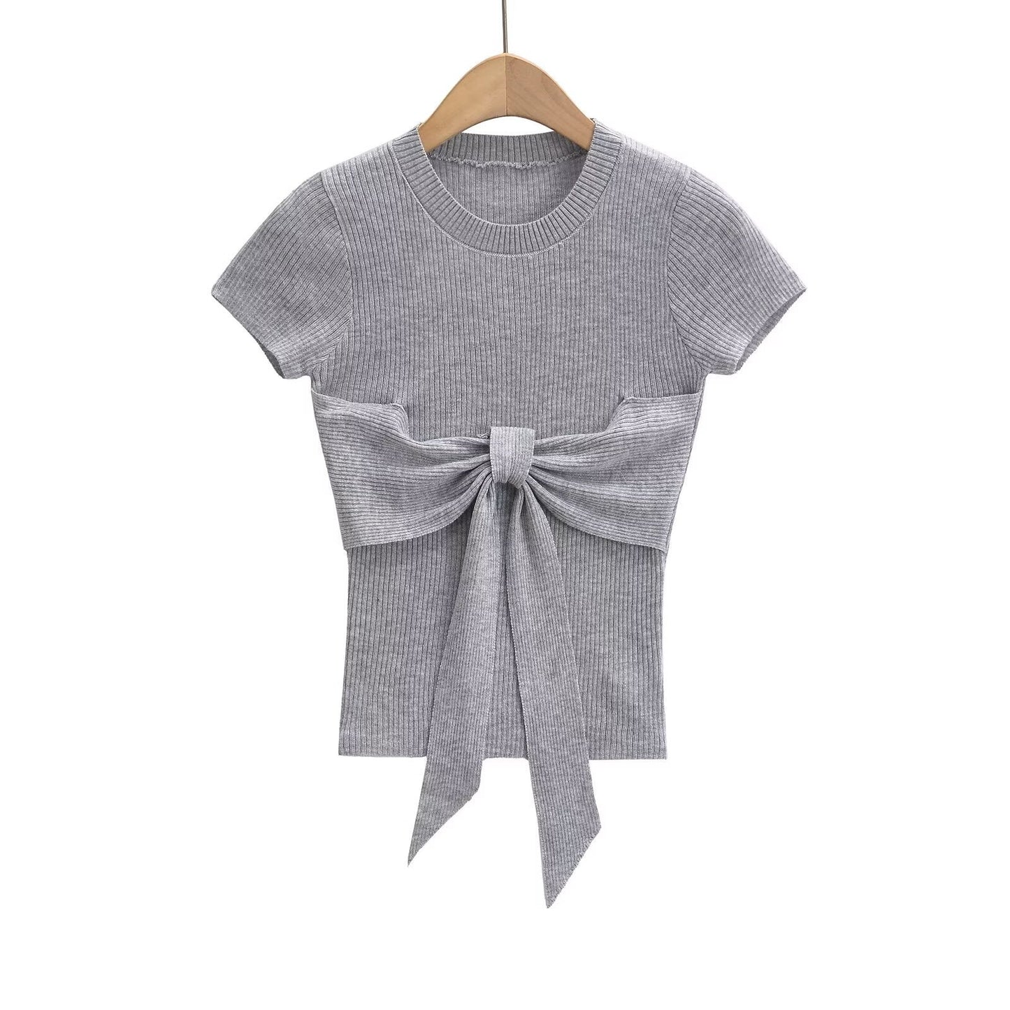 Variant image for Dam Topp Korta Ärmar Dekorativ Slinga Ribbmaterial-1