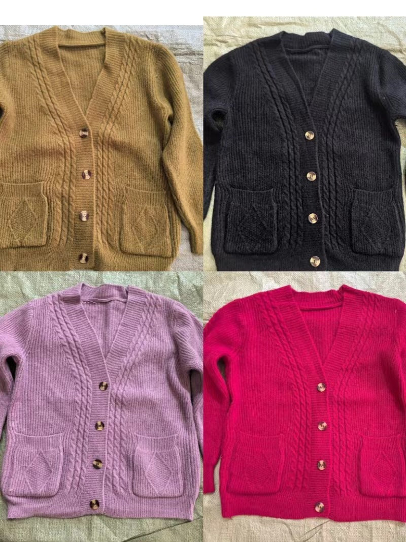 Dam Stickad Tröja V-ringad Casual Polyester Regular Sleeve-6