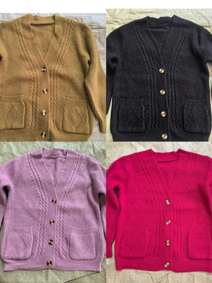 Dam Stickad Tröja V-ringad Casual Polyester Regular Sleeve-6