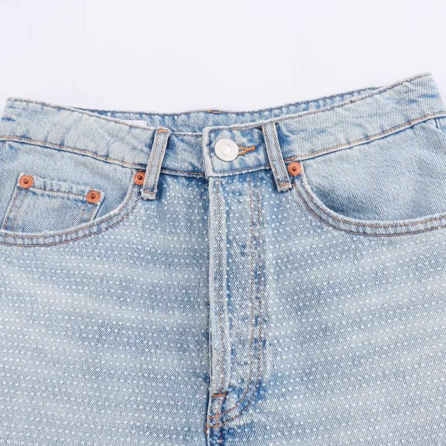 Kvinnors Denimshorts Avslappnad Snitt Fransad Bomull 3