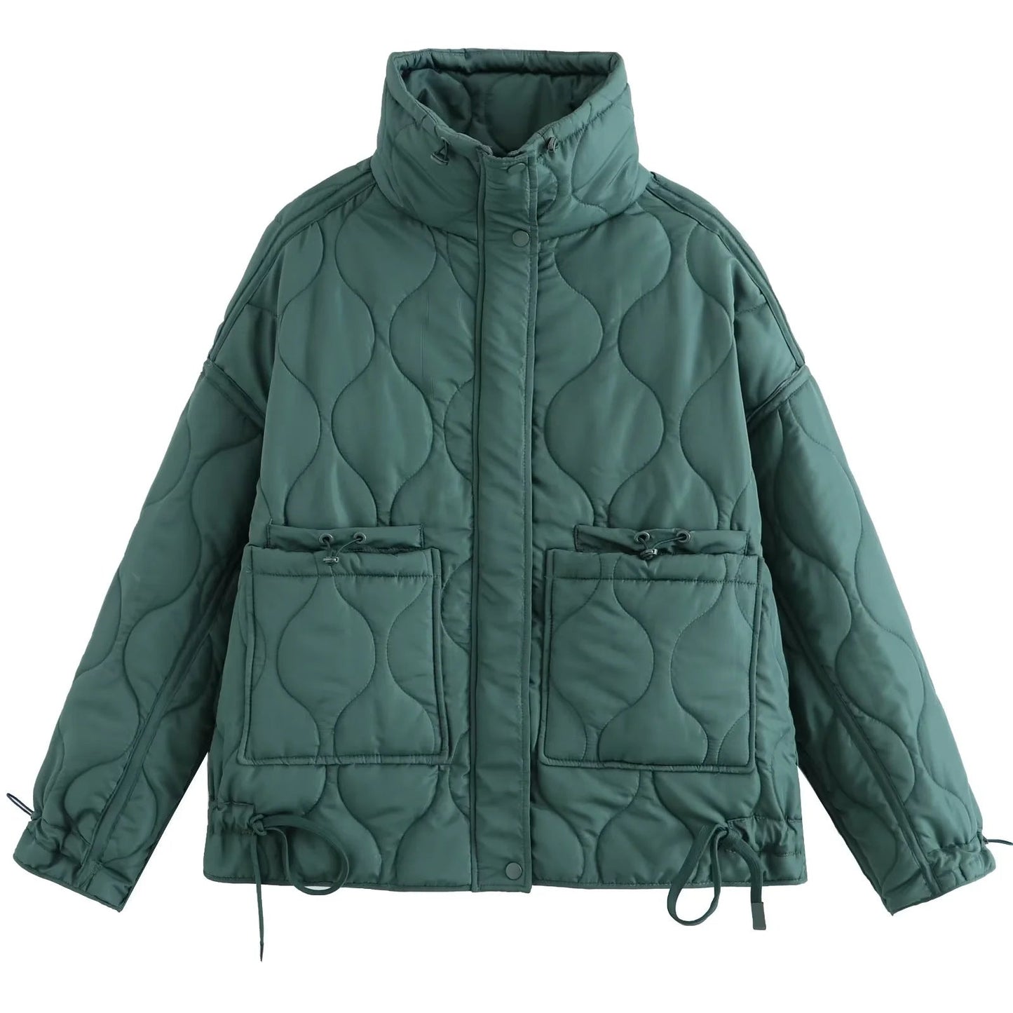 Variant image for Damjacka med Ståkrage i Bomull och Polyester - Praktiska Fickor, Lång Ärmd Jacka för Vår och Höst-13