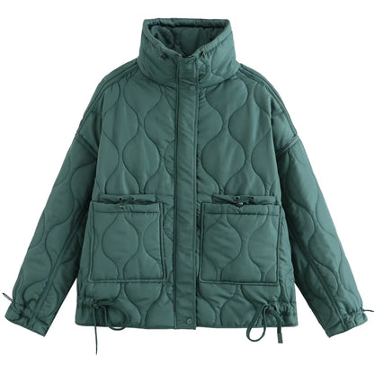 Variant image for Damjacka med Ståkrage i Bomull och Polyester - Praktiska Fickor, Lång Ärmd Jacka för Vår och Höst-13
