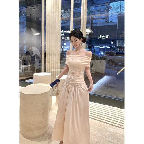 Maxiklänning Dam Enaxlad Slim Fit Polyester Lång Klänning-1