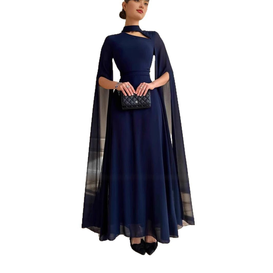 Fina Dam Klänningar Vintage Chiffong Långärmad Elegant-6