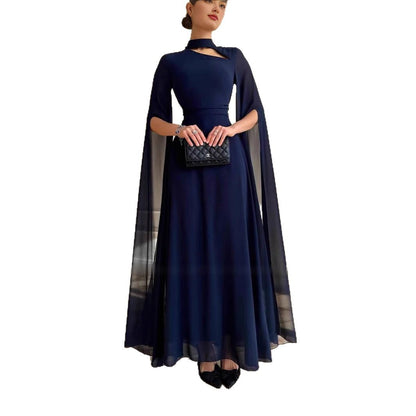 Fina Dam Klänningar Vintage Chiffong Långärmad Elegant-6
