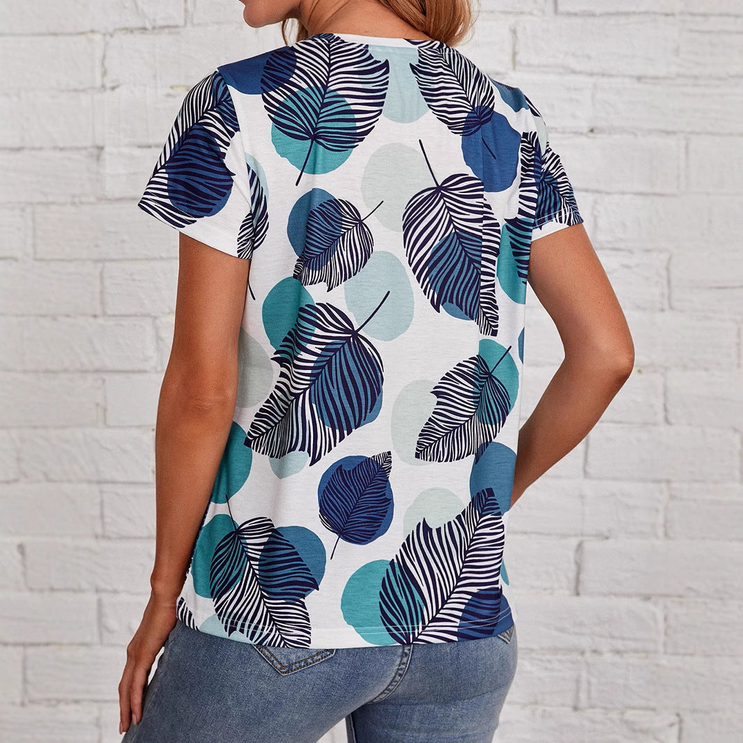 Herr T-shirt Avslappnad Blommig Polyester Kort Ärmar Rund Hals-3