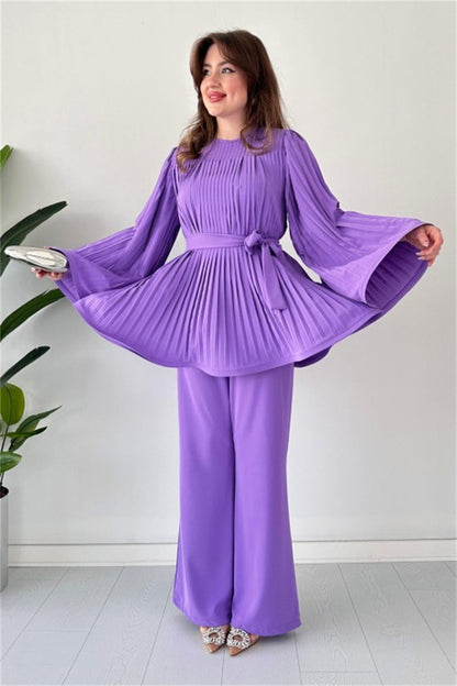 Dam Set Långärmad Topp Klockärmar Polyester Vida Byxor 5