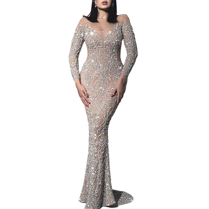 Kvinnors A-Line Klänning Långärmad Chiffon Eleganta-2