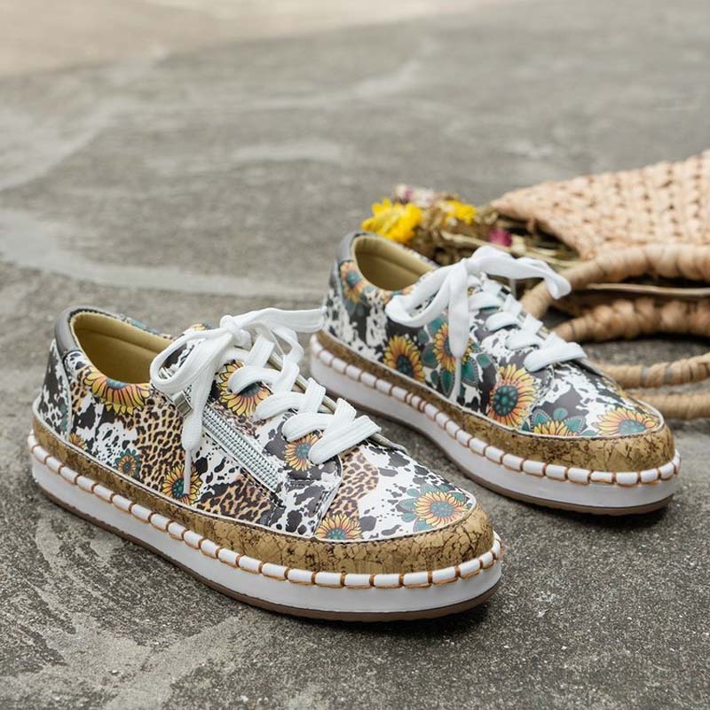 Dam Fritidsskor Velour Läder Rund Tå Gummisula-6