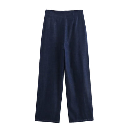 Dam Högmidjade Jeansbyxor Långa Polyester-2
