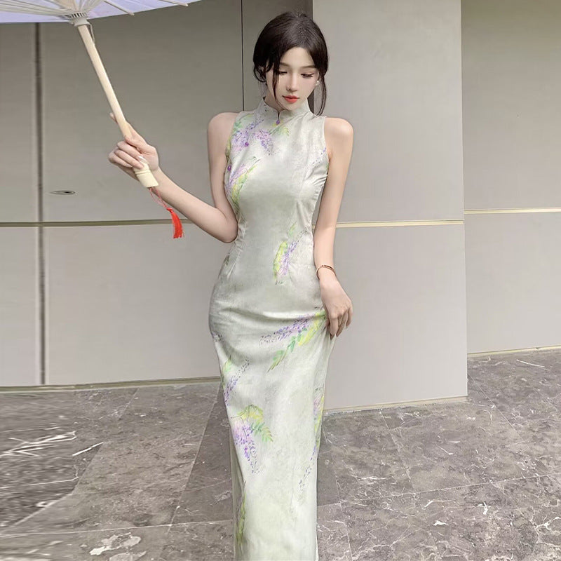 Fina Dam Klänningar Vintage Bustier Midjefigur Ärmlös Högkvalitativt Tyg-3