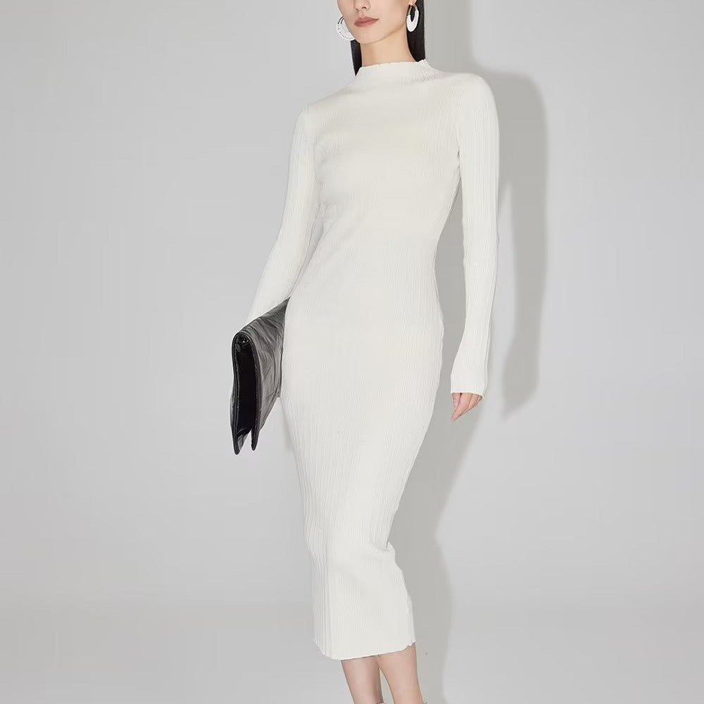 Dam Klänning Bodycon Slim Fit Polyester Rund Halsringning Långa Ärmar-4