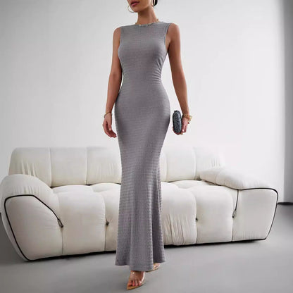 Maxiklänning Dam Elegant Lång Polyester Hög Midja-4