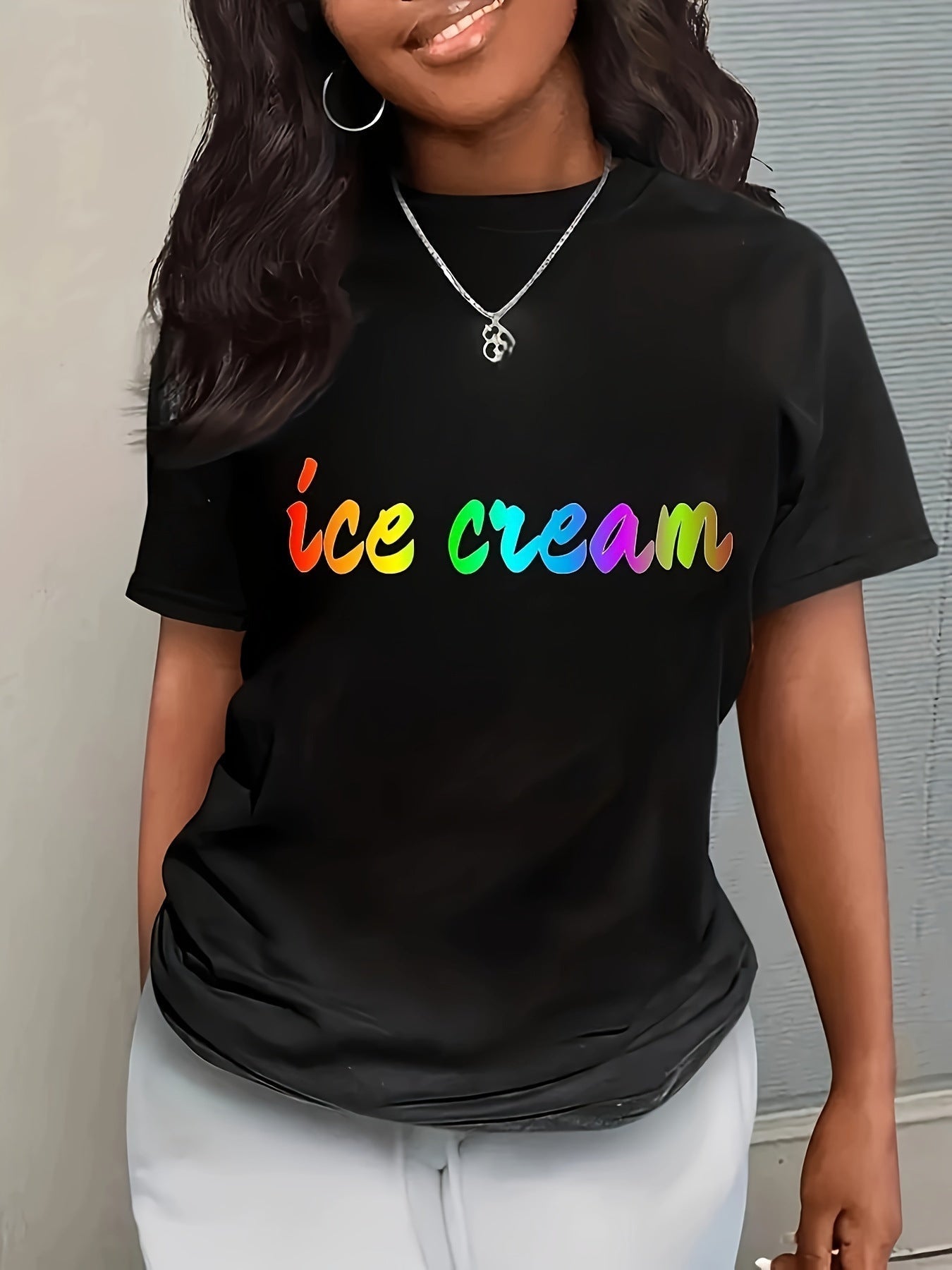 Variant image for Kvinnors T-shirt Rund Nacke Polyester Normal Passform-11