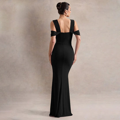Maxiklänning Dam Axel Fri Med Elegant Slits Elastiskt Tyg 5