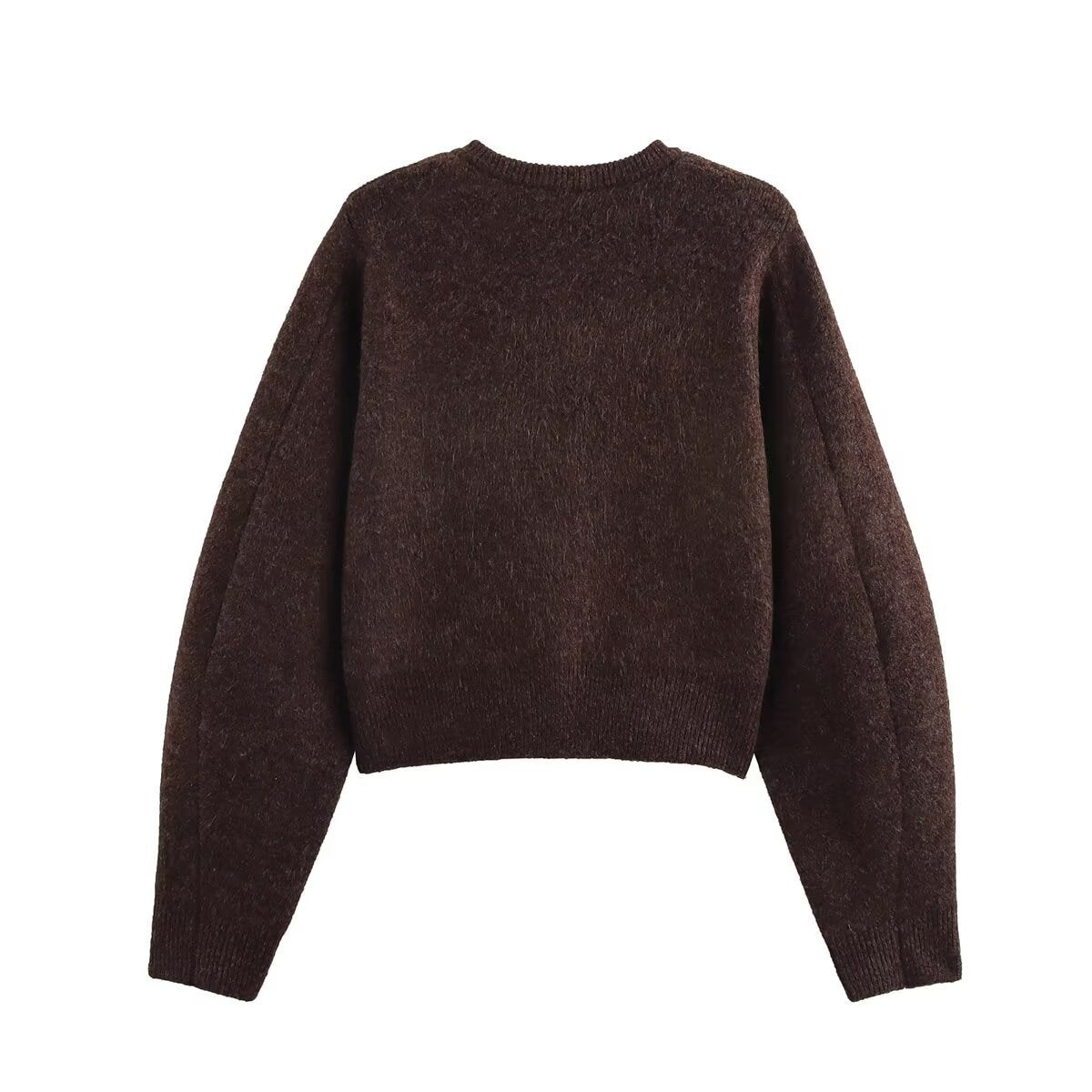 Damjacka Stickad Långärmad Polyester med Sömdekoration-4