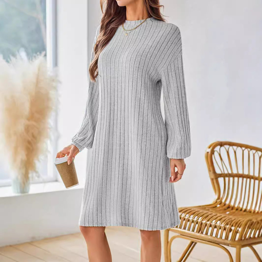 Damklänning Långärmad Casual Polyester Normal Passform-4