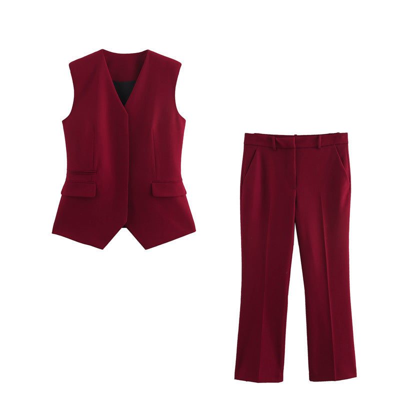 Kvinnors Långa Byxor med Dekorativ Väst Satin Elegant 2