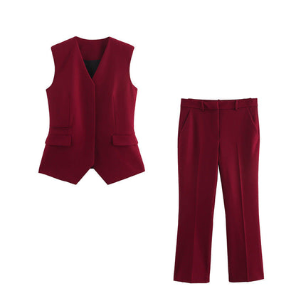 Kvinnors Långa Byxor med Dekorativ Väst Satin Elegant 2